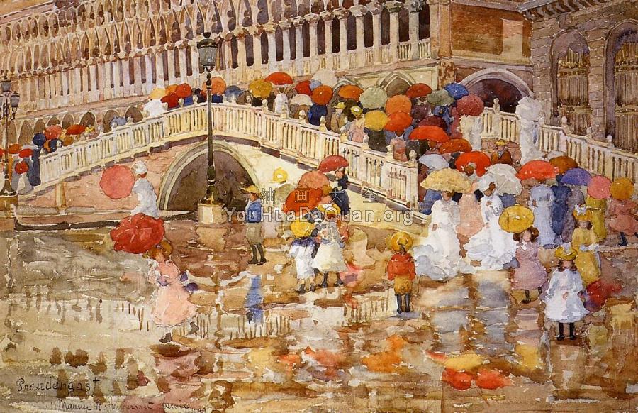 Umbrellas in the Rain, Venice - 莫里斯·巴西·加斯特